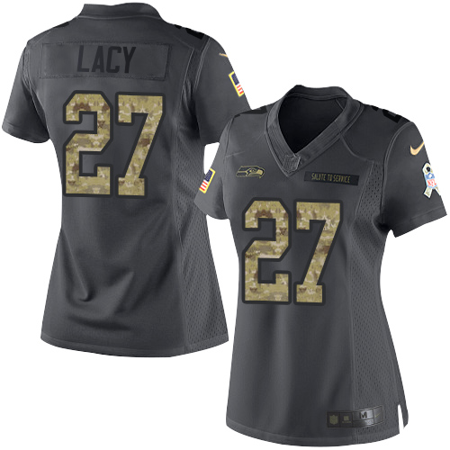 Nike Seahawks #27 Eddie Lacy Black Women's Stitched NFL Limited 2016 Salute to Service Jersey